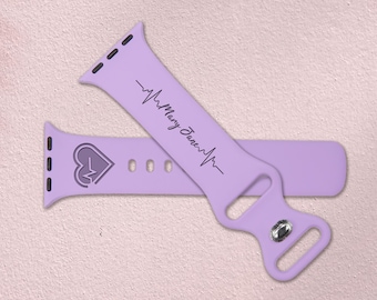 Personalized Nurse Designs, Apple Silicone Watch Band Compatible with Apple Watch Series 9 Ultra 8 7 6 5 4 3 2 1 SE