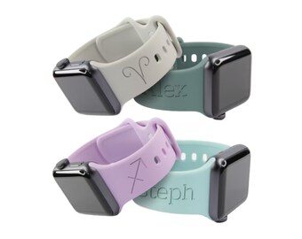 Custom Apple Silicone Watch Band Laser Engraved – Watch Strap Replacement Zodiac Wristband for 9 Ultra 8 7 6 5 4 3 2 1 SE Women Men