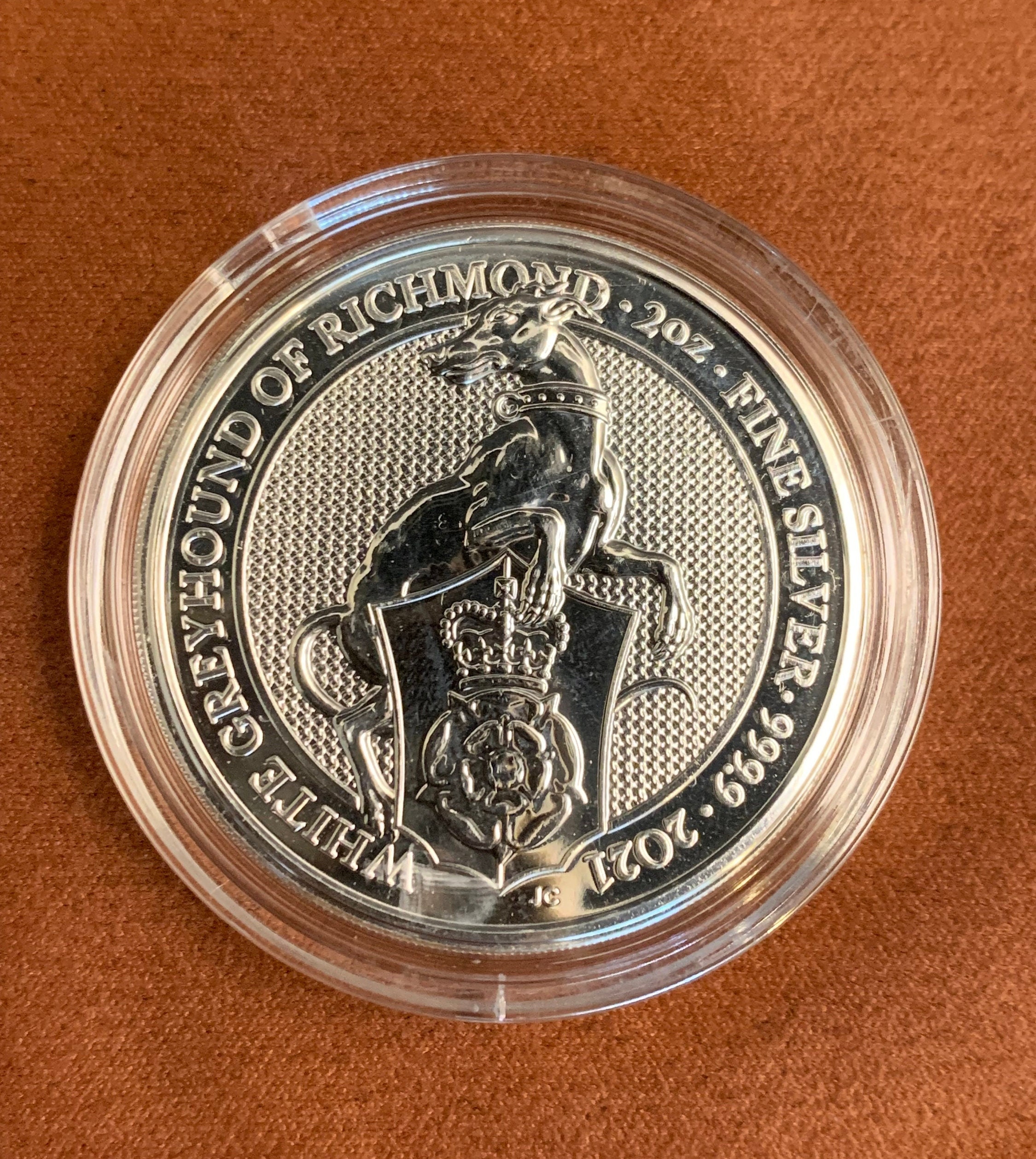 Great Britain 2021 2 Oz Silver Queen's Beasts the White Greyhound of ...