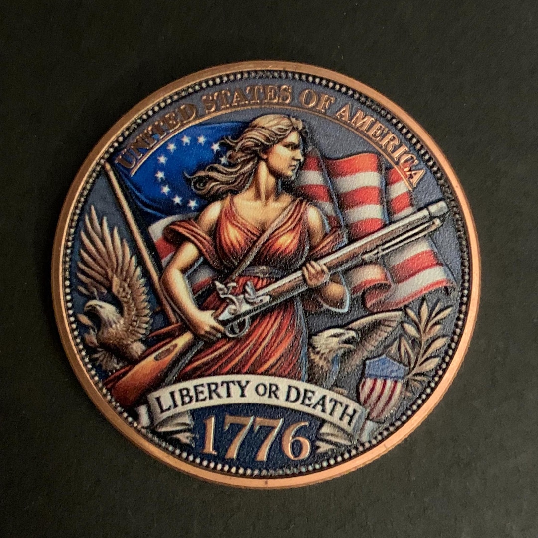 1 Oz 1776 Liberty or Death Colorized .999 Copper Round-2025-american ...