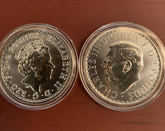 2023 Britannia 1oz Silver Coin Set: Queen Elizabeth II & King Charles III