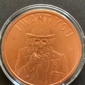 Uncle Slave, I Want You, 1 AVDP oz .999 Fine Copper Bullion Round BU, in Plastic Capsule