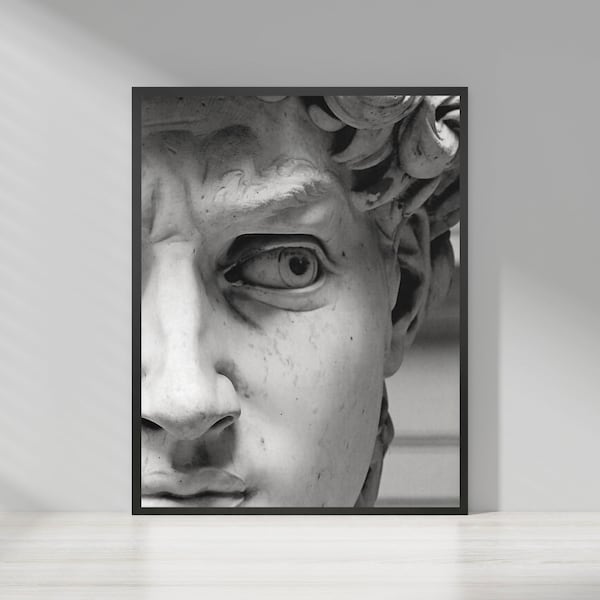 David Statue Print, Rome statue, Print David, Digital download, Greek mythology art, Bust statue, Aesthetic Room Decor, Marble Sculpture