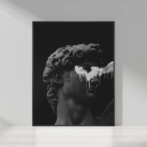 David Statue Print, Rom Statue, Print David, digitaler Download, griechische Mythologie Kunst, Büste Statue, ästhetische Raumdekoration, Marmorskulptur