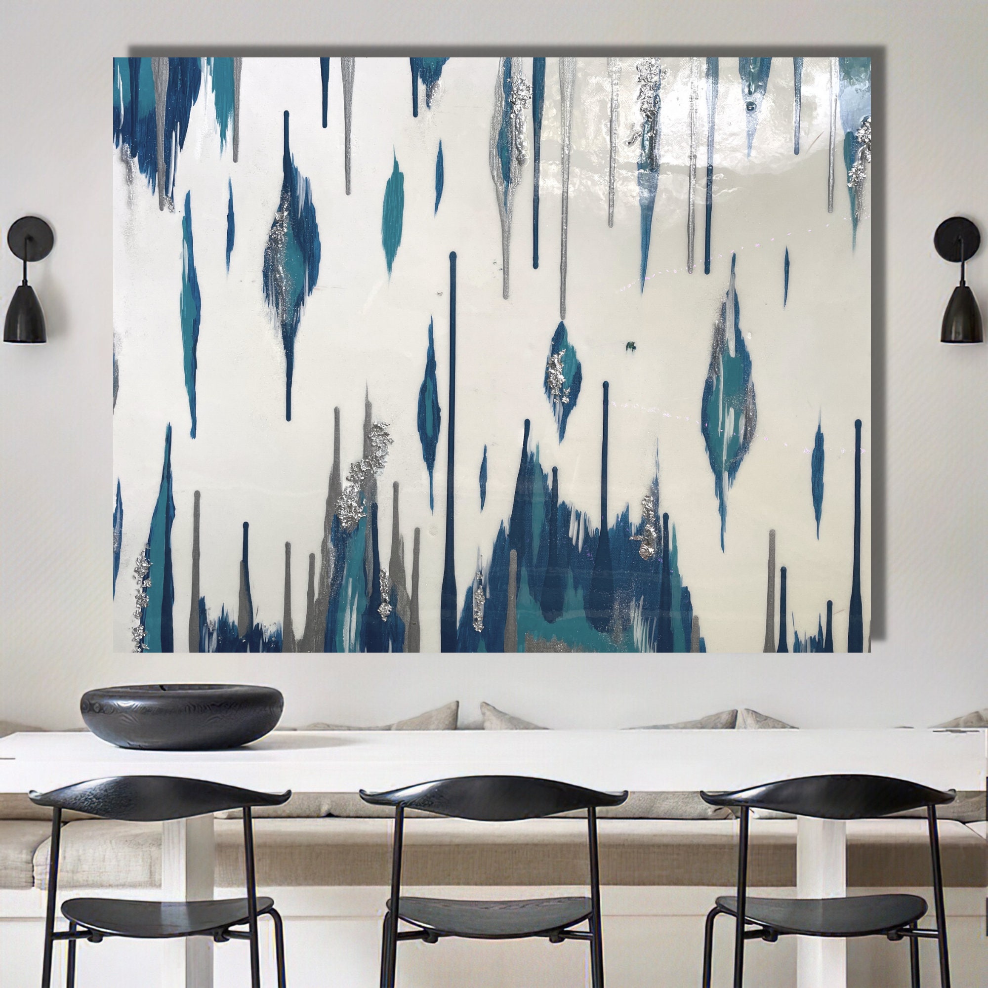 Glam Glitter Wall Art Z Gallerie glitter Painting Silver Etsy