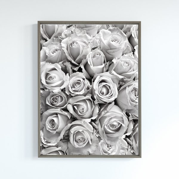 black and white art print, Digital download, Floral wall art, Flowers, vintage wall art, Paris photography