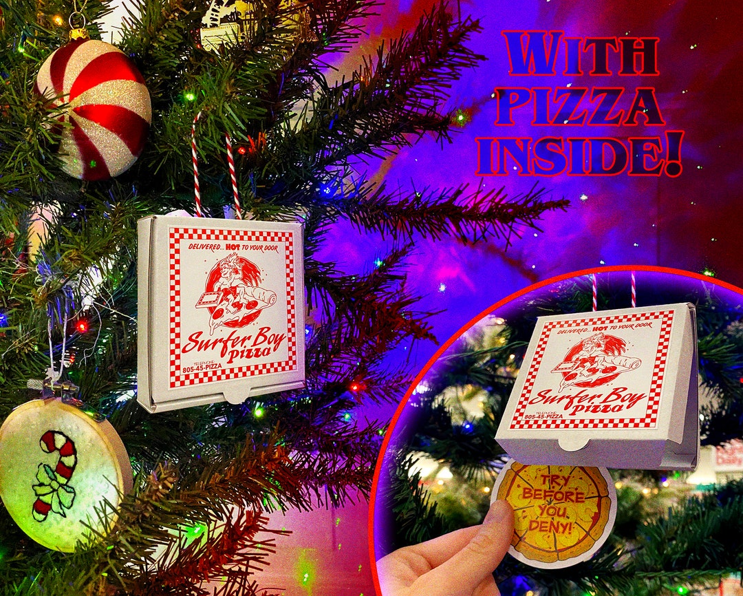 Stranger Things Inspired Surfer Pizza Box Ornament WITH PIZZA INSIDE