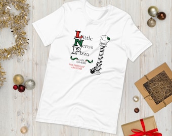 Home Alone Ispirato Little Nero's Pizza T-shirt unisex a maniche corte