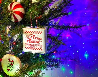 Toy Story Inspired Pizza Planet Pizza Box Ornament - Christmas Tree Ornament - Real Mini Pizza Box Gift