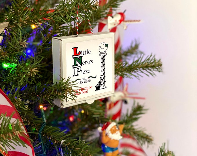 Home Alone Inspired Little Nero's Pizza Box Ornament - Christmas Tree Ornament - Real Mini Pizza Box Gift