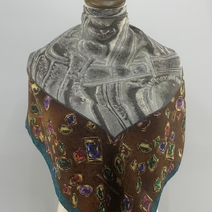 Vintage Jean Louis Scherrer Silk Scarf, Vintage Square Scarf, Vintage Paisley Accessories Silk Shawl Luxury Scarf Top Wrap Babushka Scarves