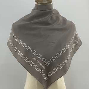 Vintage Manolo Borromeo Scarf Vintage Silk Scarf Chain Print Head Scarf Unisex Accessories Shawl Square Scarf Top Neckerchief Wrap Bandana
