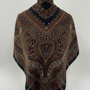 Vintage 90s Liberty Wool Scarf Paisley Pattern Large Scarf Unisex Accessories Square Scarf Top Neckerchief Wrap Shawl Gift Neckwear Foulards