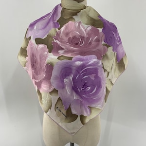 Bufanda de seda vintage Mila Schon con estampado floral jacquard, accesorios de regalo para mujer, chal, pañuelo cuadrado, bufanda, pañuelo para el cuello, top, corbata