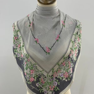 Vintage Boggia Bruno Silk Scarf | Grey Scarf Floral | Vintage Shawl | Women Accessories | Scarf Top | Neck Scarf Foulard