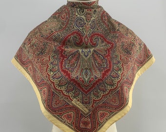 ラルフローレン ブルー ペイズリー シルク フリル スカーフ