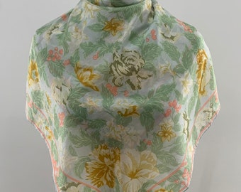 Authentic Japanese Silk Scarf Vintage Scarf Floral Hand Rolled Scarves Square Foulards Accessories Neck Scarf Neckwear Shawl Wrap Cover Up