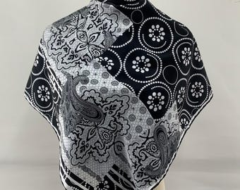 Vintage Scarf Black White Paisley Pattern Square Scarves Foulards Women Gift Accessories Neck Scarf Top Shawl Wrap Cover Up Neckerchief