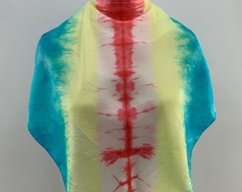 Vintage Silk Scarf Tie Dye, Vintage Scarf Hand Rolled, Vintage Scarves Twill Silk, Vintage Shawl Pure Silk Accessories, Body Wrap