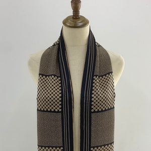 Vintage P.Milorl Silk Scarf, Neck Scarf, Blue Cream Polkadot Pattern, Long Scarf Foulards, Stole Women Men Unisex Accessories Neckwear