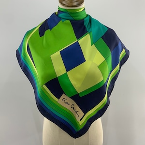 Vintage Pierre Cardin Scarf Vintage Silk Scarf Geometric Print Head Scarf Unisex Accessories Shawl Square Scarf Top Neckerchief Wrap Bandana