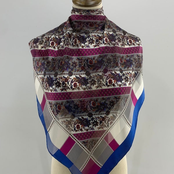 Vintage Italian Silk Scarf Hand Rolled Floral, Vintage Shawl, Neckwear Fashion, Neckerchief, Foulards Carre, Neck Scarves, Body Wrap Top