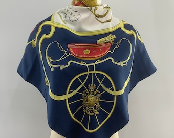 Vintage Hermes Scarf Springs by Philippe Ledoux, Authentic Hermes Carre Foulard 90cm Silk Scarf, Hermès Paris Scarf, Blue Scarf Hermes