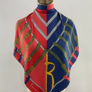 Vintage Roberta di Camerino Silk Scarf Belt Design Scarf Foulards Neck Scarf Neckwear Classic Scarves Pure Silk Accessories Women Gift