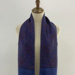 Vintage Richel Paris Silk Scarf, Pure Silk Neck Scarf, Unisex Accessories Paisley Scarf, Long Scarf Foulards, Stole Silk Muffler Neckwear