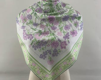 Vintage Jim Thompson Silk Scarf Floral Pattern Scarves Accessories Retro 90s Style, Neckwear, Neckerchief, Shawl Wrap, Vintage Scarf Top