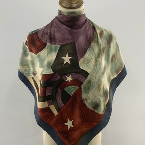 Authentic Jean Paul Gaultier Silk Scarf, Vintage JP Gaultier Scarf 90cm, Abstract Scarf Rare Print, Silk Twill Neckerchief, JPG Foulards
