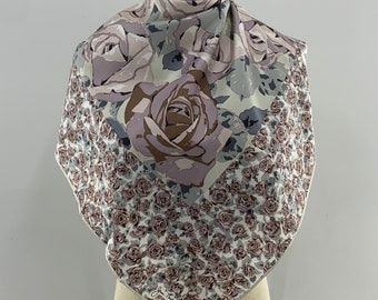Bufanda vintage de seda con estampado floral de Jim Thompson, accesorios para mujer, chal, bufanda, pañuelo para el cuello, envoltura corporal con estampado floral.