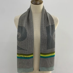 Vintage Pierre Cardin Silk Scarf, Neck Scarf, Square Pattern, Long Scarf Foulards, Stole Women Men Unisex Accessories Neckwear Silk Muffler