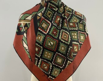 Vintage Jim Thompson Silk Scarf, Jim Thompson Scarf Art Abstract, Silk Neckerchief, Silk Babushka Scarf, Neck Scarf Summer Spring Fashion