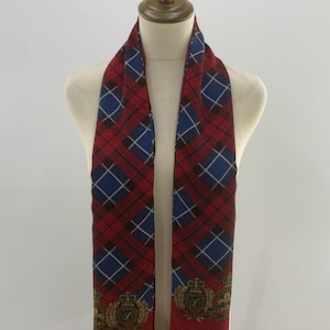 Vintage Leilian Scarf Silk Material Red Colour Plaid Pattern Neck Scarf Unisex Accessories Long Scarf Foulards Stole Silk Muffler Neckwear