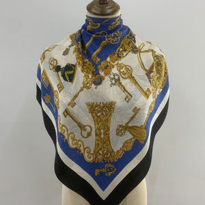 Foulard Vintage Authentique Emilio Pucci En Soie 100% - Motif Floral Multicolore