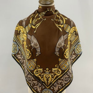 Foulard Soie Vintage Authentique - Multicolore, Fabriqué En France - Occasion