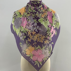 Vintage Jim Thompson Scarf Silk Floral, Women Scarves Accessories Classic 90s Style, Neckwear, Neckerchief, Body Wrap, Vintage Scarf Top