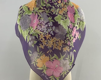 Vintage Jim Thompson Scarf Silk Floral, Women Scarves Accessories Classic 90s Style, Neckwear, Neckerchief, Body Wrap, Vintage Scarf Top