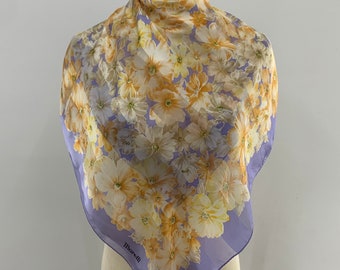 Vintage Marelli Floral Silk Scarf Pure Silk Accessories For Women Gift Carre Foulards Shawl Wrap Scarves Neckerchief Babushka Flowers