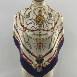 Vintage Felix Buhler Silk Scarf Baroque Pattern Head Scarf Women Accessories Square Scarf Top Neckerchief Wrap Shawl Neckwear Foulards