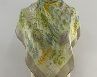 Vintage Yokohama Floral Silk Scarf Vintage Scarf Flowers Leaves Scarves Square Foulards Accessories Neck Scarf Shawl Body Wrap Neckerchief