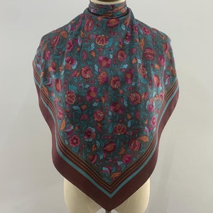 Vintage Hiroko Koshino Flowers Scarf, Hiroko Koshino Silk Scarf, Hiroko Koshino Scarf, Hiroko Koshino Foulards Square Scarf Women Neckwear