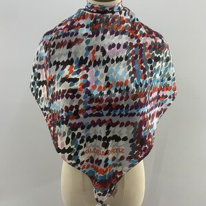 Vintage Gloria Ortiz Silk Scarf Art Paint Abstract Scarves Carre Foulards Unisex Accessories Neck Scarf Top Neckwear Shawl Wrap Cover Up