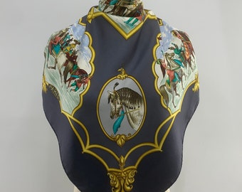 Vintage Hermes Silk Scarf Les Chevaux Des Moghols, Authentic Hermès Paris Scarf by J de Fougerolle, Vintage 90s Hermes Carre Foulards 90cm