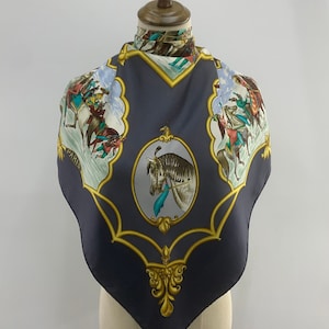 Vintage Hermes Silk Scarf Les Chevaux Des Moghols, Authentic Hermès Paris Scarf by J de Fougerolle, Vintage 90s Hermes Carre Foulards 90cm