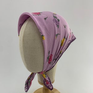 Vintage Anna Sui Handkerchief Bandana Purple Floral Accessories Gift Neckerchief Headband Wrap Babushka Scarf Scarves Pocket Square