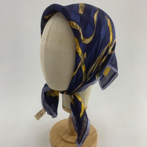 Vintage Trussardi Blue Handkerchief Silk Bandana Unisex Accessories Neckerchief Head Wrap Babushka Cover Head Scarves Pocket Square Scarf