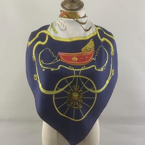 Vintage Hermès Springs Silk Scarf Designed by Philippe Ledoux, Hermes Carre Foulards 90cm Silk Twill, Authentic Hermes Blue Scarf Trishaw