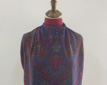 Vintage Calvin Klein Silk Scarf Paisley Pattern, Retro Silk Scarf, Vintage Shawl Silk Square Scarf Top, Large Scarves Silk Body Wrap
